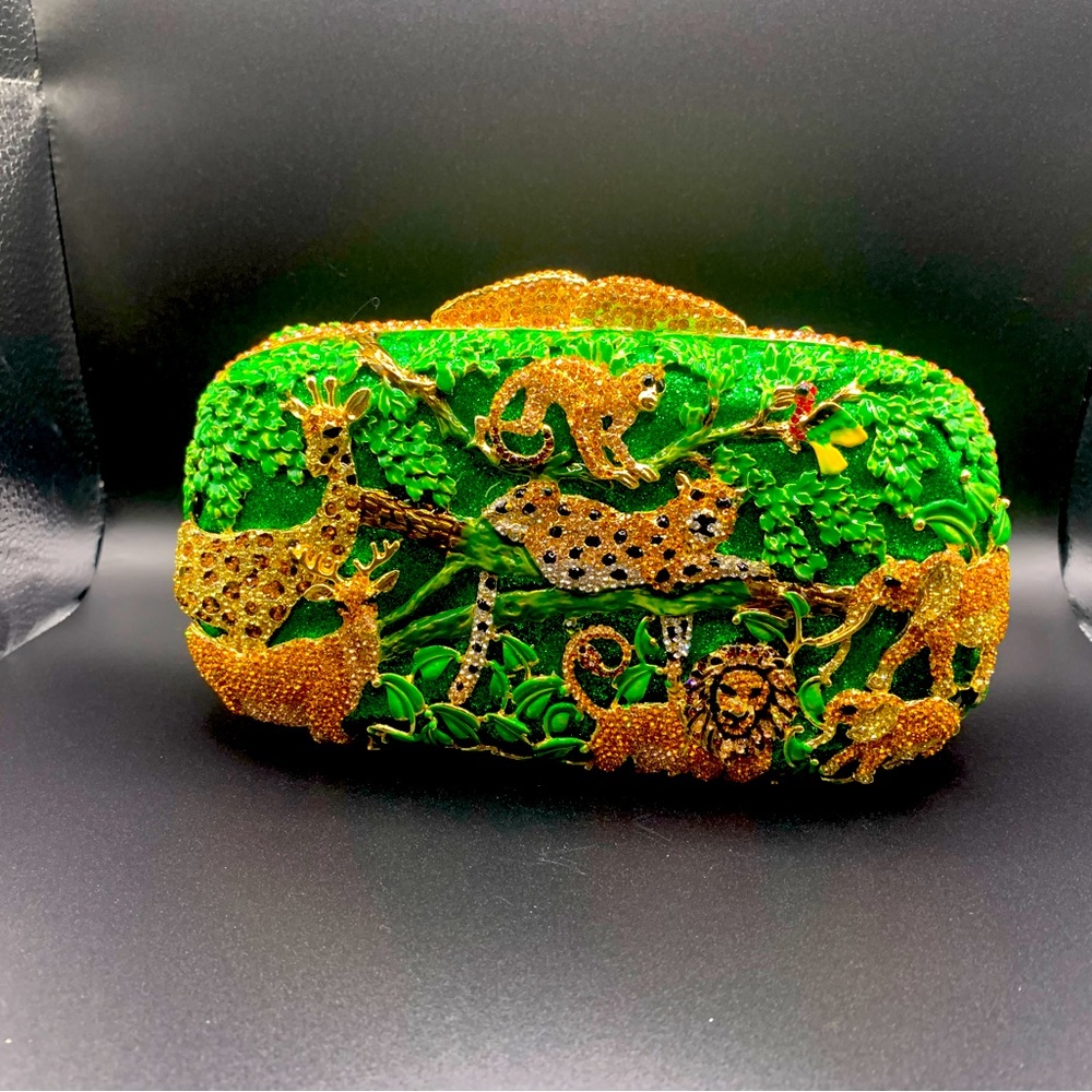Green animal clutch purse